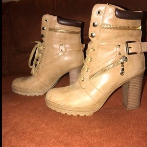 G by GUESS camel combat boots with heel